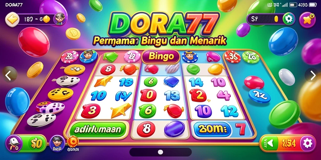 Screenshot utama DORA77 menampilkan gameplay Bingo yang seru.