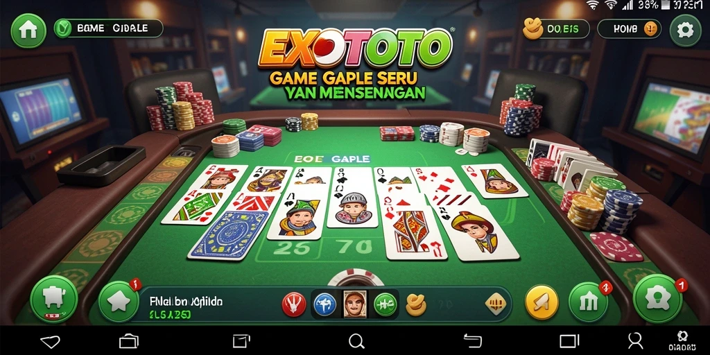 Screenshot gameplay EXOTOTO menunjukkan sesi permainan Gaple yang seru.