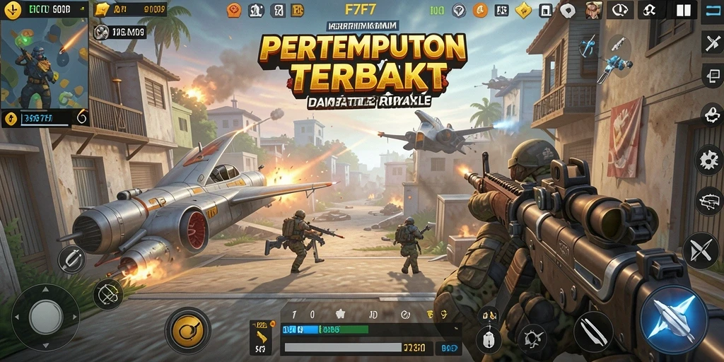 Tangkapan layar F7F7 yang menampilkan pertempuran seru dalam gaya Battle Royale.