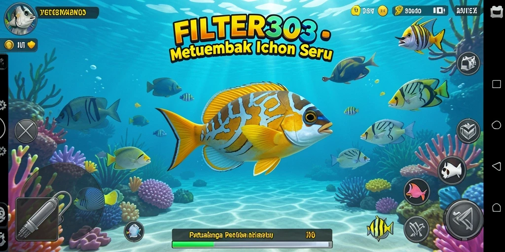Screenshot menunjukkan aksi seru menembak ikan di FILTER303.