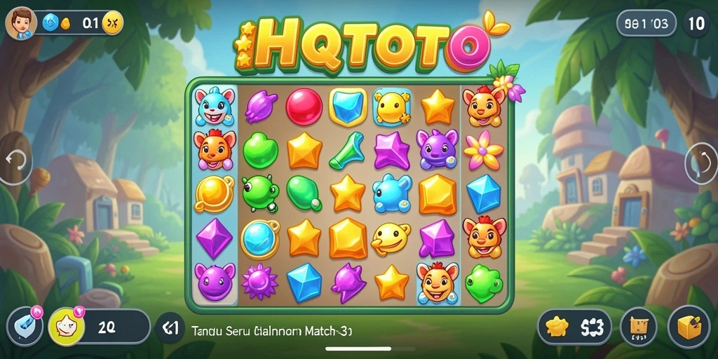 Tampilan gameplay seru HQTOTO dengan tantangan Match-3.