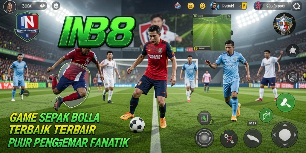 Screenshot gameplay IN88 dengan aksi sepak bola yang intens.