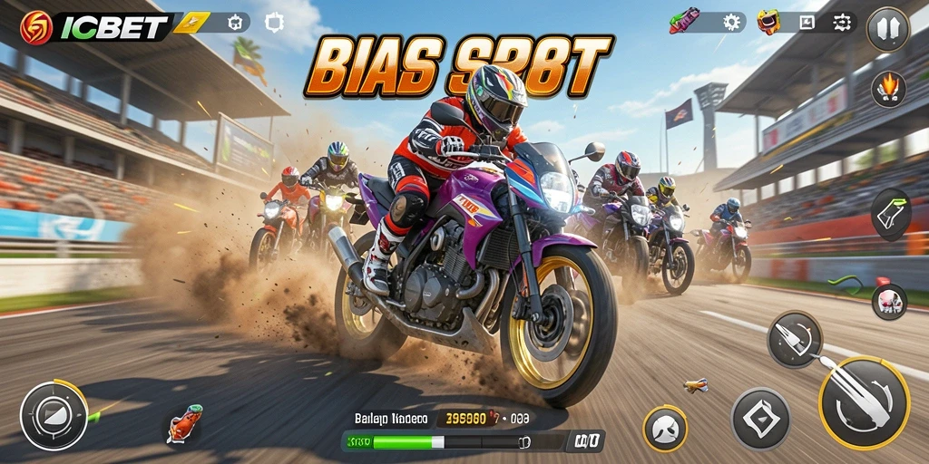 Tampilan gameplay seru di IOSBET dengan balapan motor yang menegangkan.