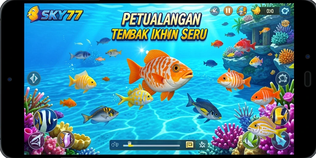 Tampilan seru dari gameplay Tembak Ikan di SKY77.