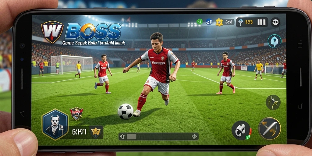 Tampilan menarik gameplay sepak bola yang mendebarkan.