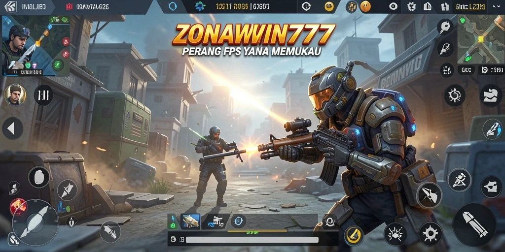 Screenshot ZONAWIN777 menampilkan aksi seru gameplay FPS.
